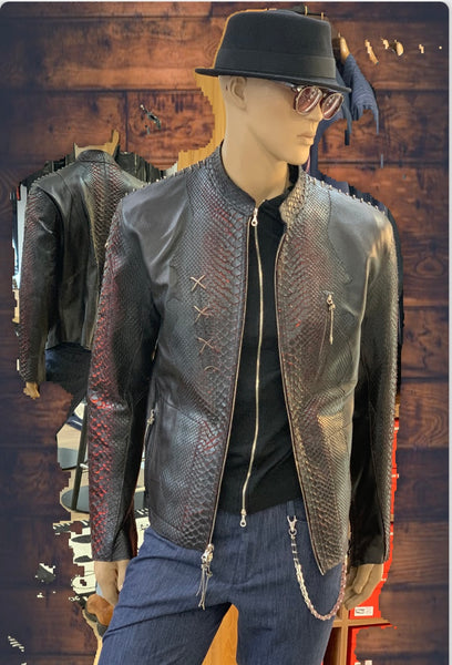 Blouson python et cerf noir