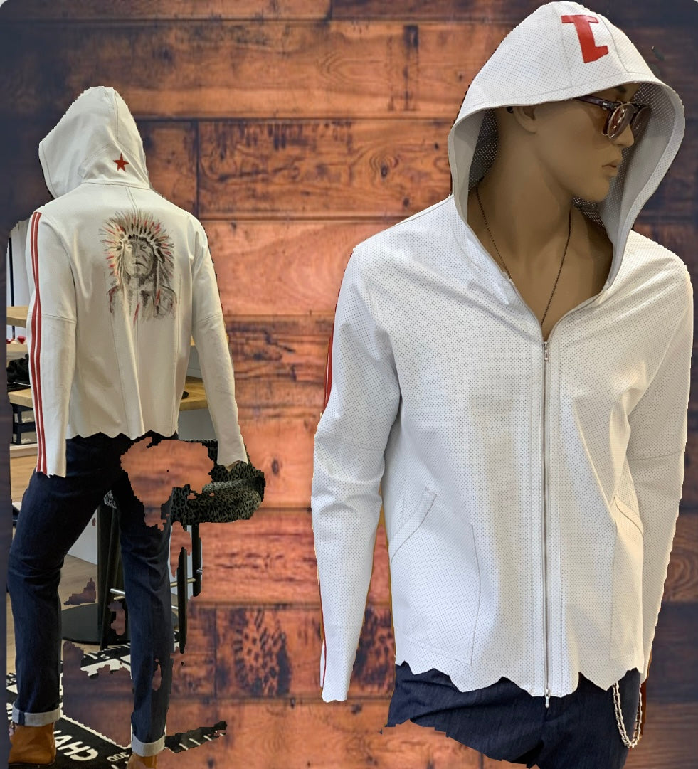 Blouson perforé blanc